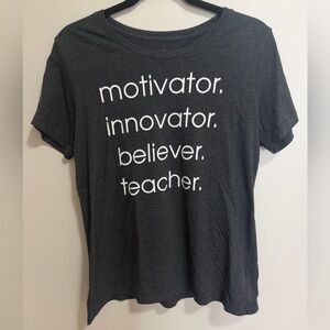 PositiviTees "Teacher" Graphic Tee Grey Women’s Medium